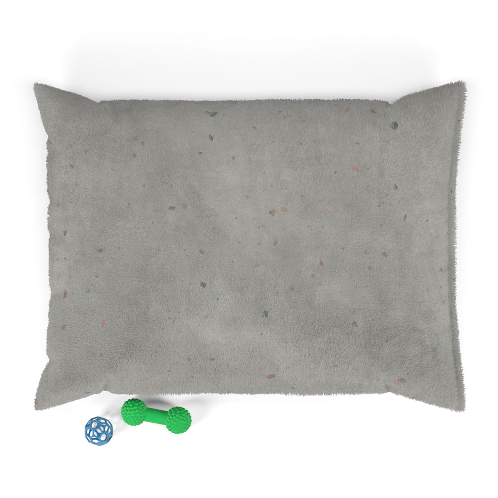 Medium dog bed in perfect comfit terrazzo design with dog toys