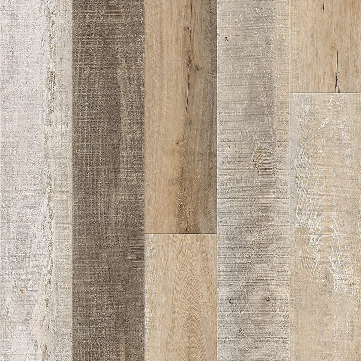 Metroflor Worn Beige Deja New Attraxion Magnetic Vinyl Plank Flooring multi-plank layout