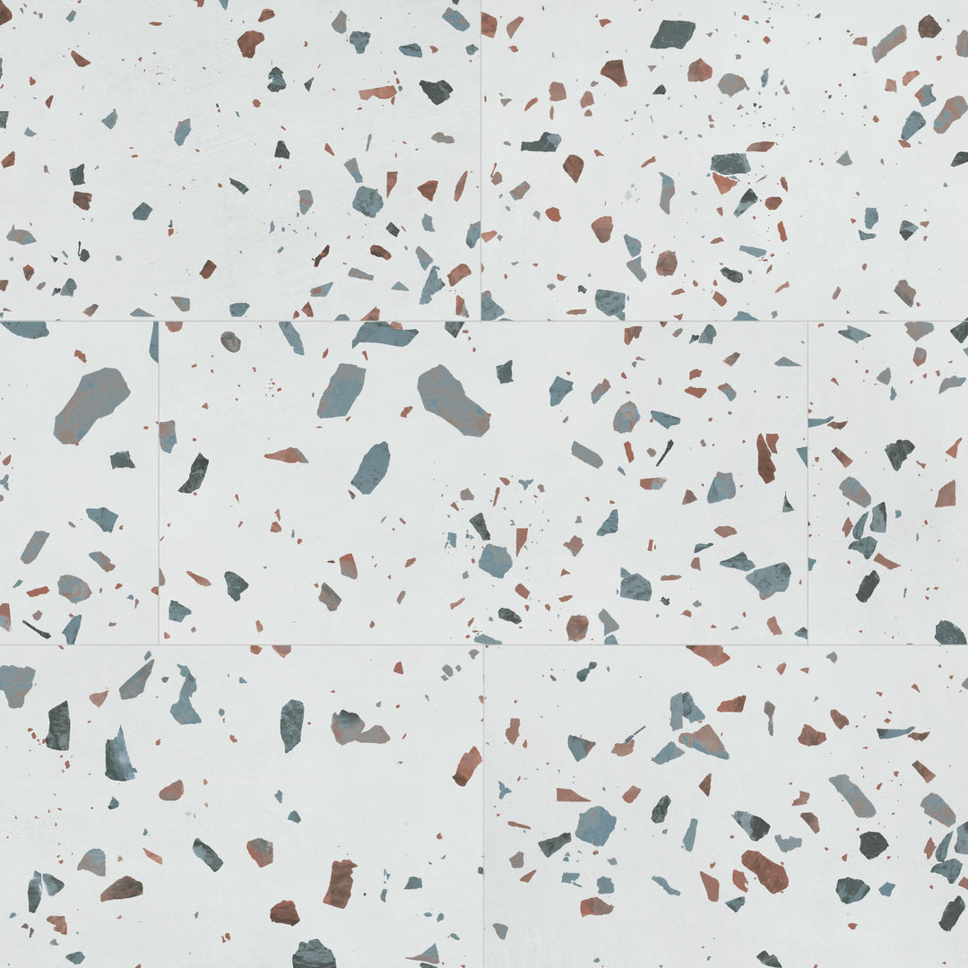 Earl Grey Terrazzo overhead view with multiple tiles