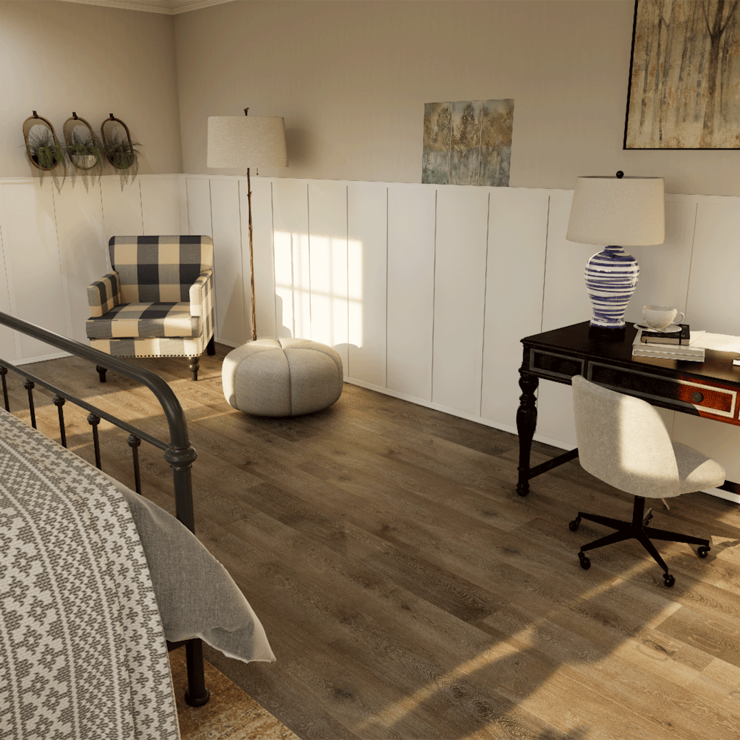 Metroflor Eggplant Deja New Attraxion Magnetic Vinyl Plank bedroom install