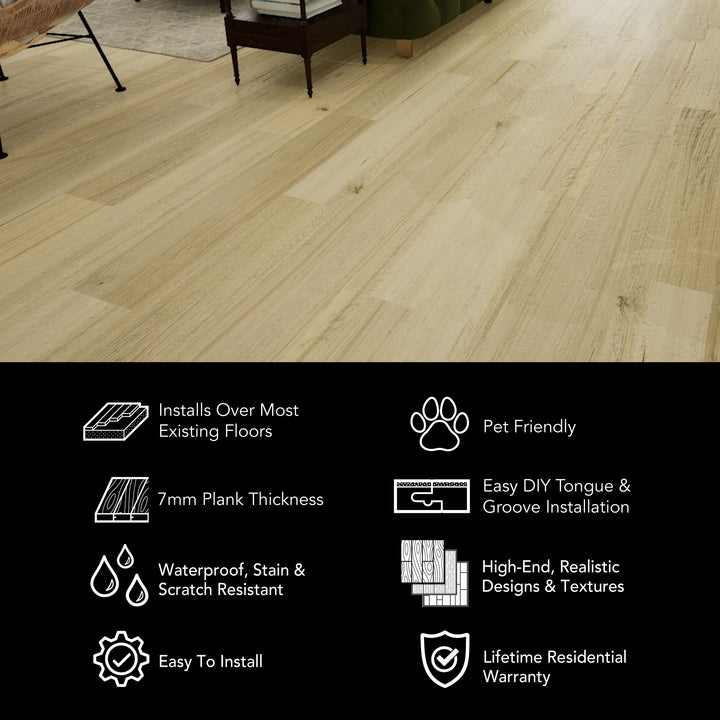 Allure Green Tea Tulip Rigid Core 12 Mil Luxury Vinyl Plank Flooring