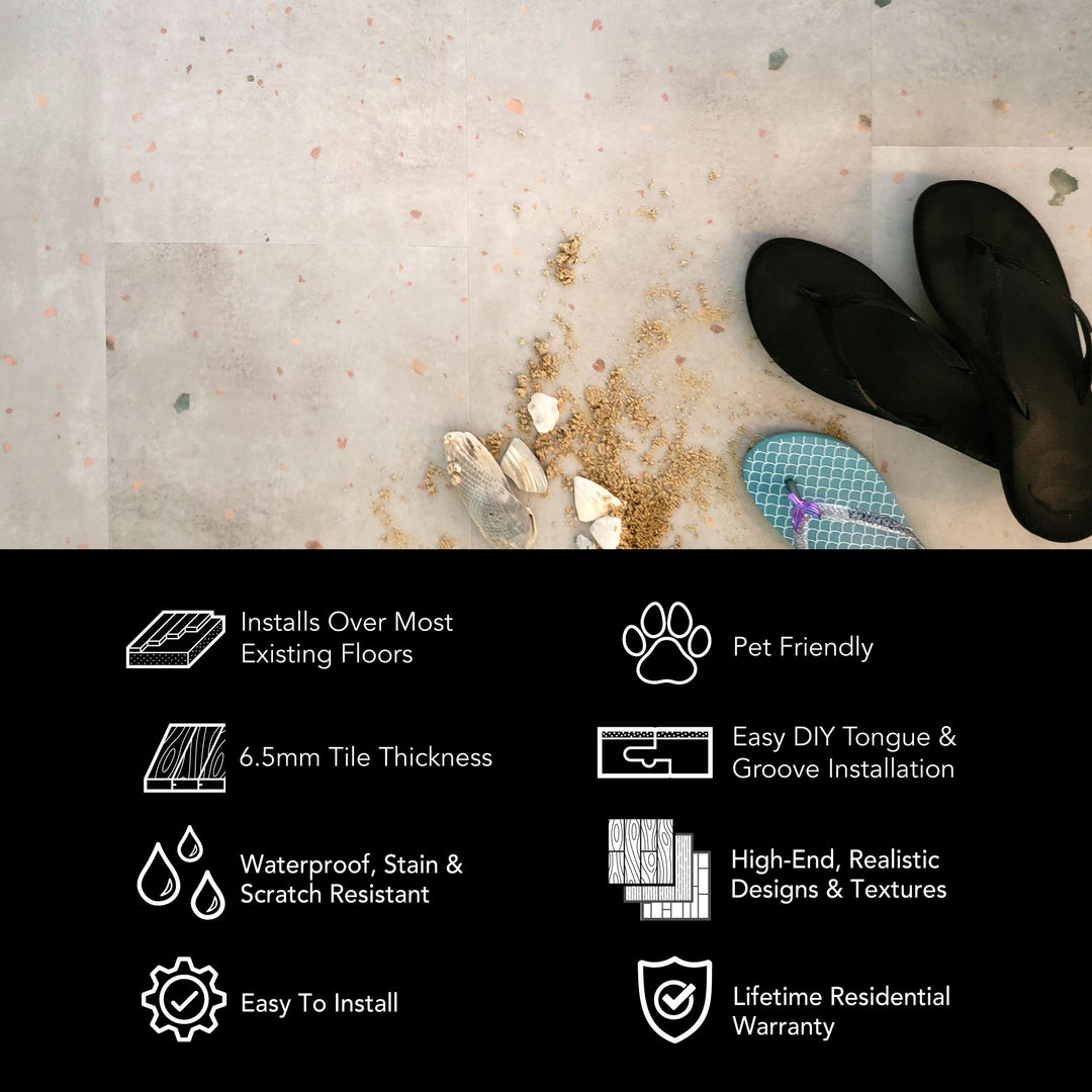 Allure Perfect Comfit Terrazzo Look 12 Mil Rigid Core Luxury Vinyl Tile Flooring