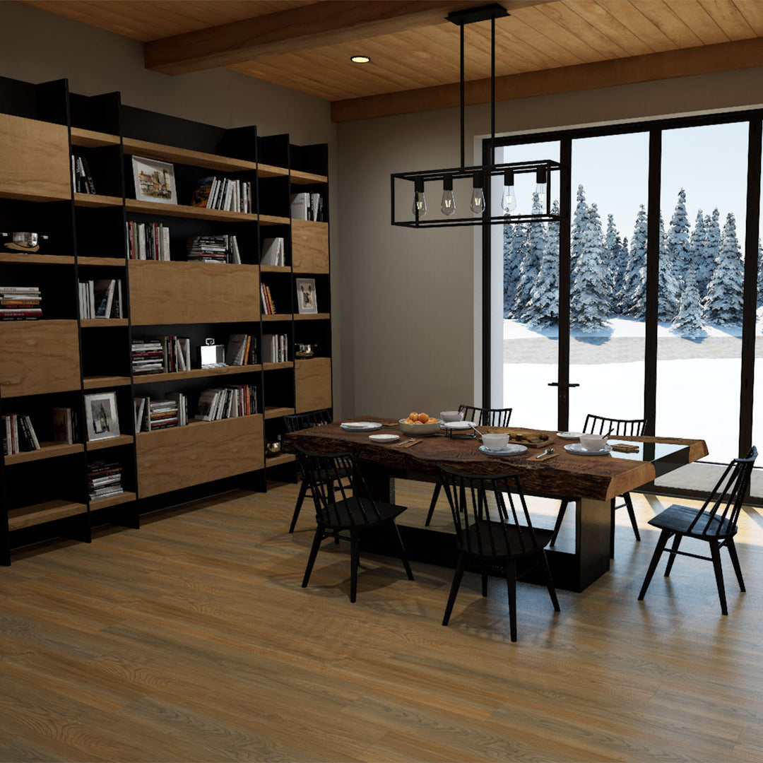 Allure Peach Crisp Pine Extra Long ISOCORE vinyl flooring installed in a room scene rendering