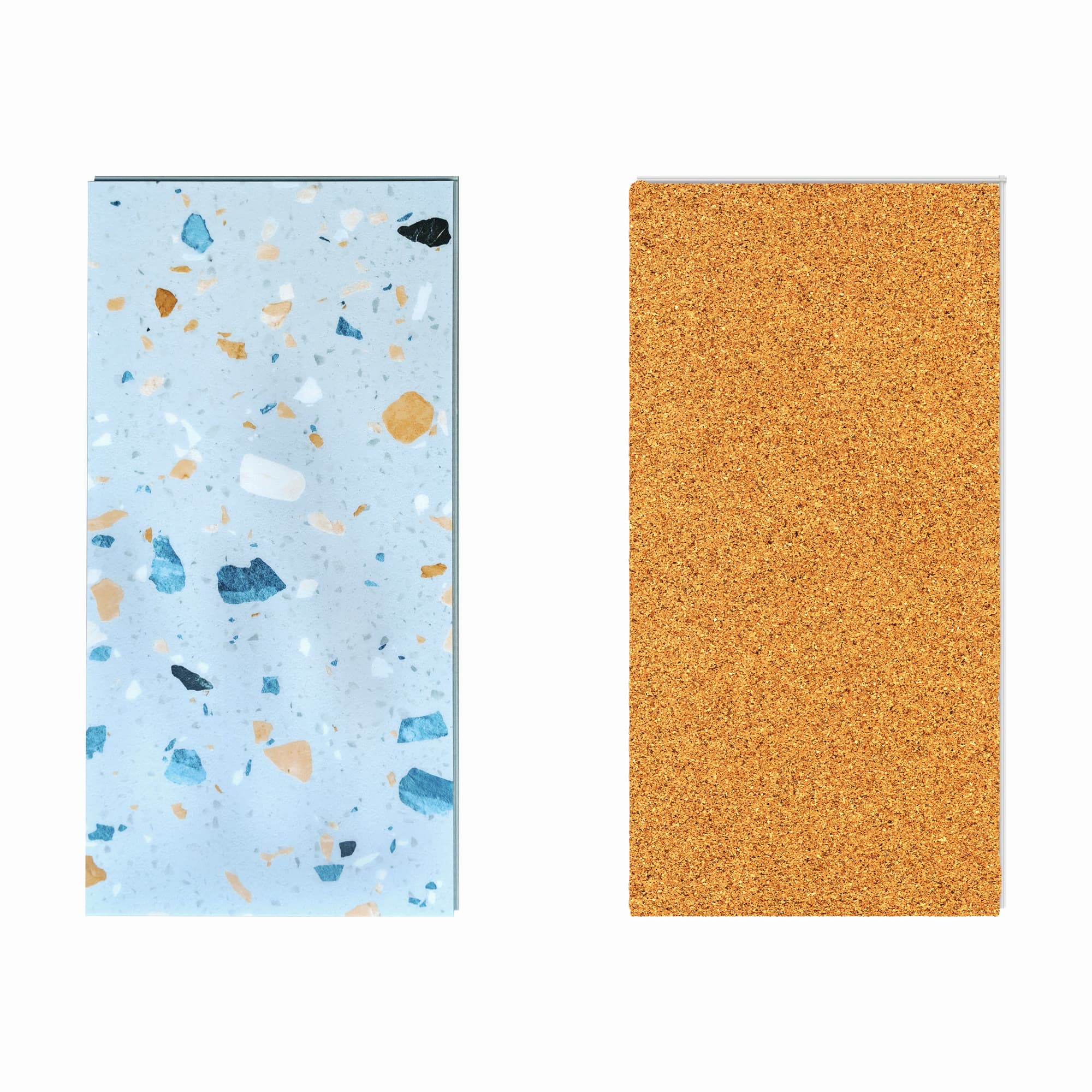 Front and back view of Blue Agave Terrazzo Luxury Vinyl Tiles by Allure