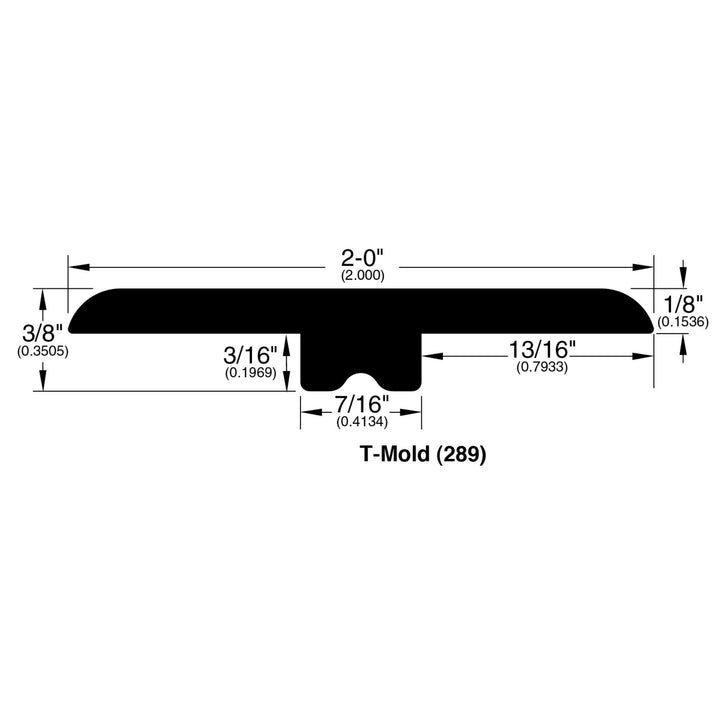 Allure Butterscotch Birch T-Molding profile and dimensions