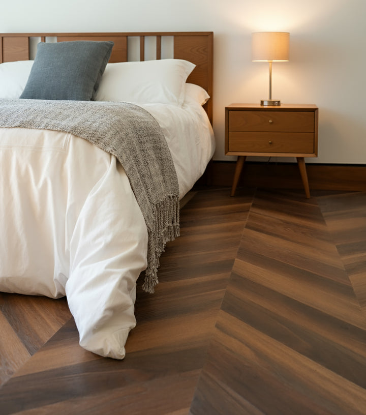 Allure Marble Cake Mahogany Chevron 12 Mil Rigid Core Luxury Vinyl Flooring