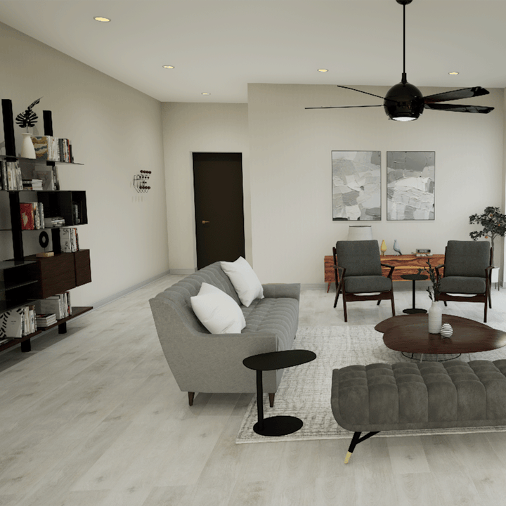 Metroflor Nordic Haze Deja New Attraxion Magnetic Vinyl Plank living room install