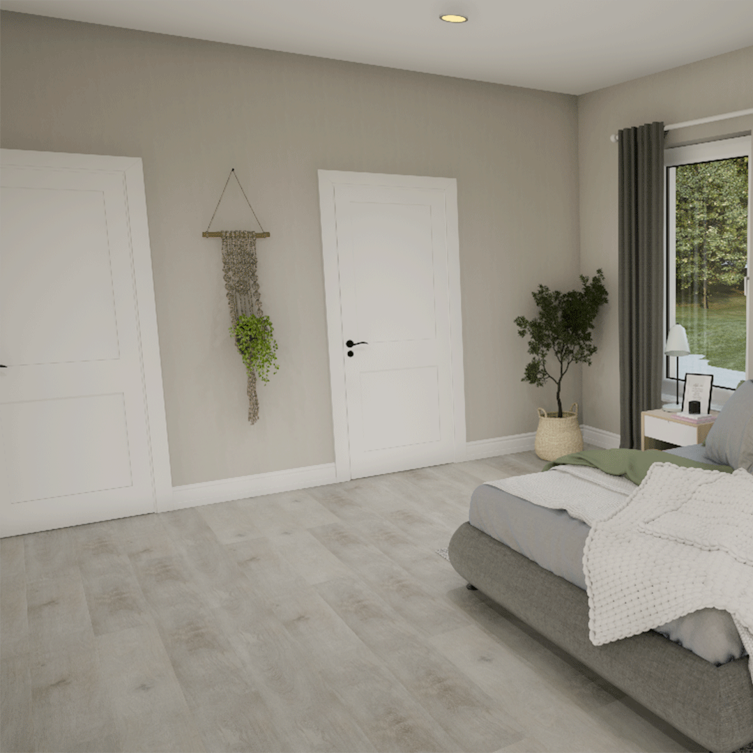 Metroflor Nordic Haze Deja New Attraxion Magnetic Vinyl Plank bedroom install