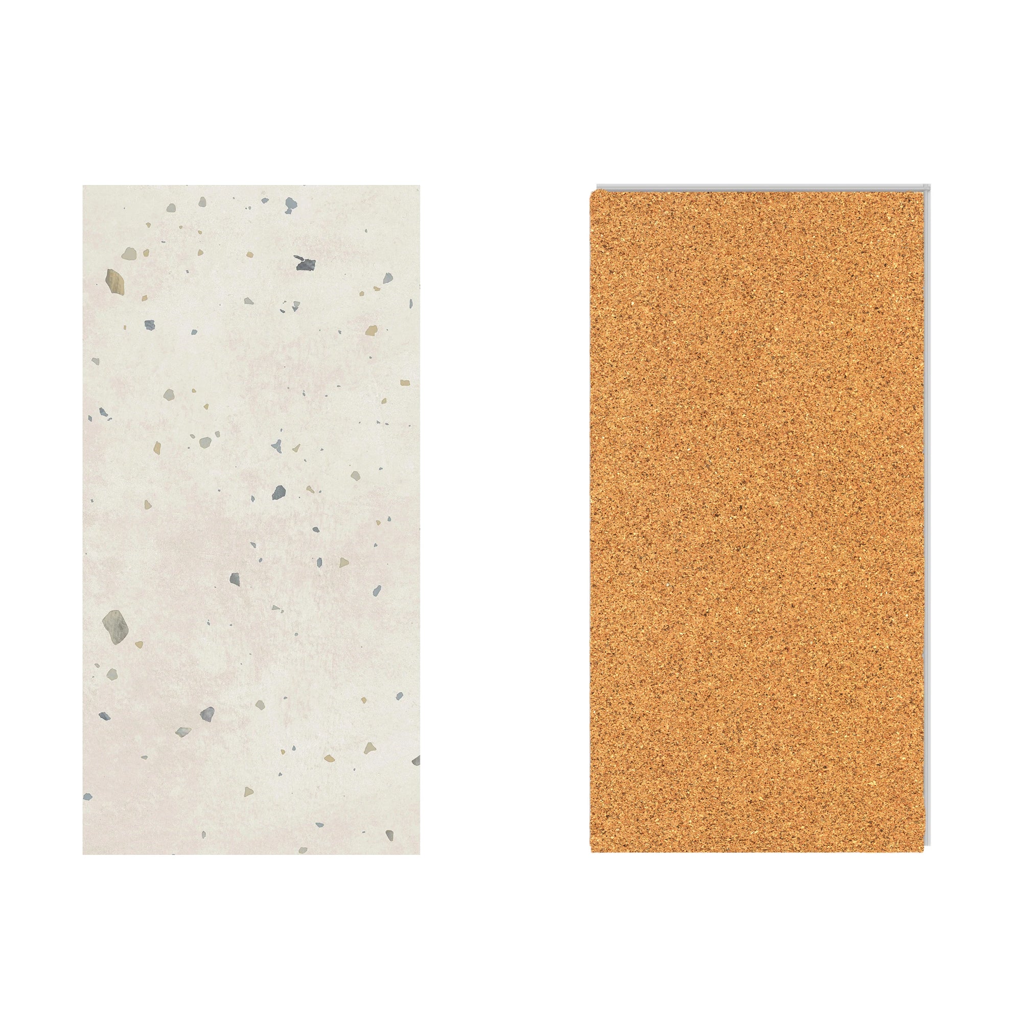 perfect parfait terrazzo front and back view with cork on a white background.