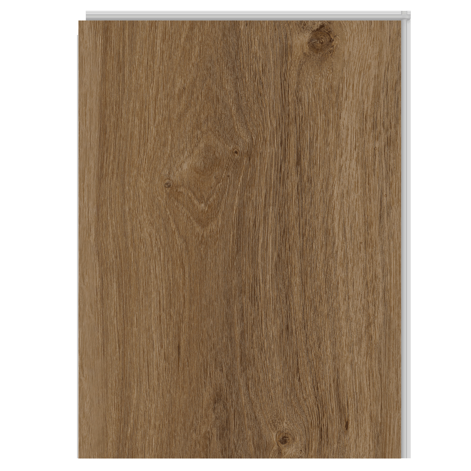 Contemporary Oak Mocha LVP flooring sample on white background