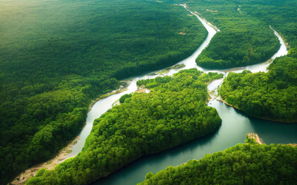 picture of a river system with lush green trees