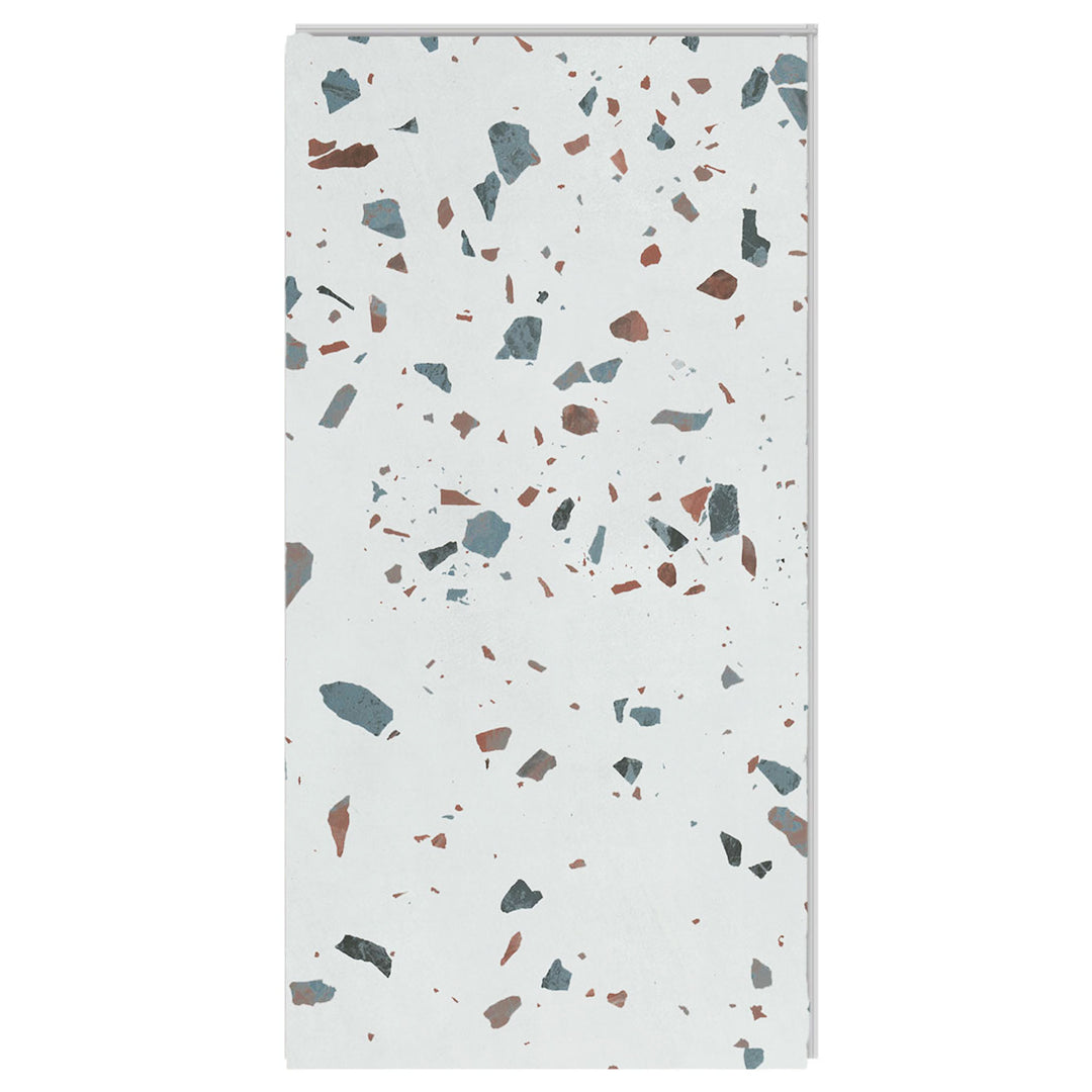 A single tile of 12mil Earl Grey Terrazzo Vinyl Tile by Allure