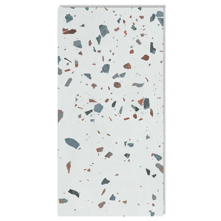 A single tile of 12mil Earl Grey Terrazzo Vinyl Tile by Allure