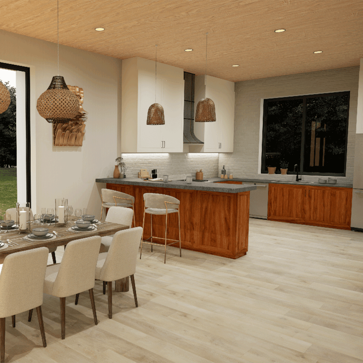 Metroflor Waxed Greige Deja New Attraxion Magnetic Vinyl Plank livingroom install