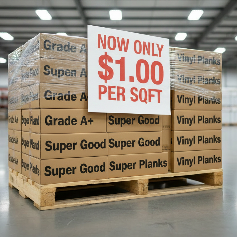cheap generic vinyl flooring with a discount $1 sign