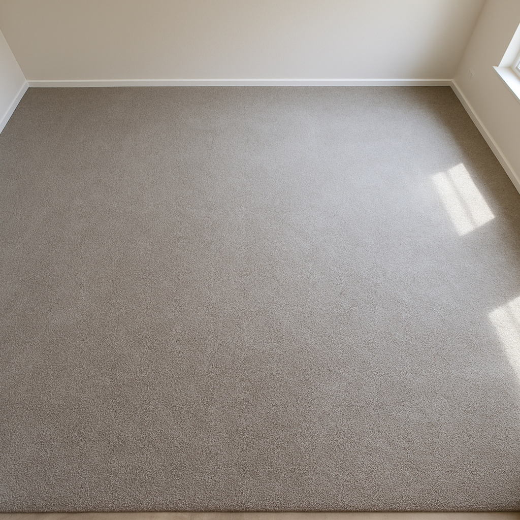 Carpeted living room shown from above with no furniture