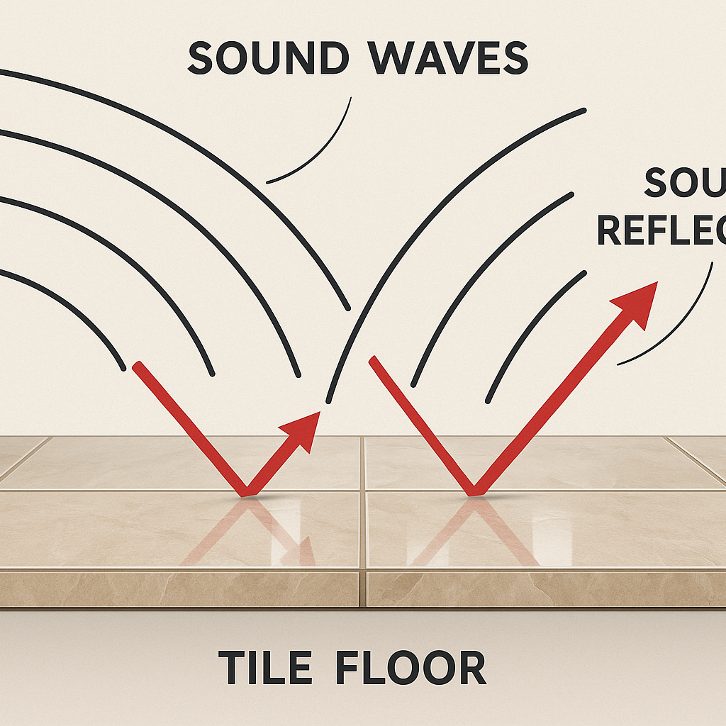 Sound deflection from a tile floor