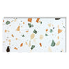 Sweet Peach terrazzo vinyl tile sample on white background