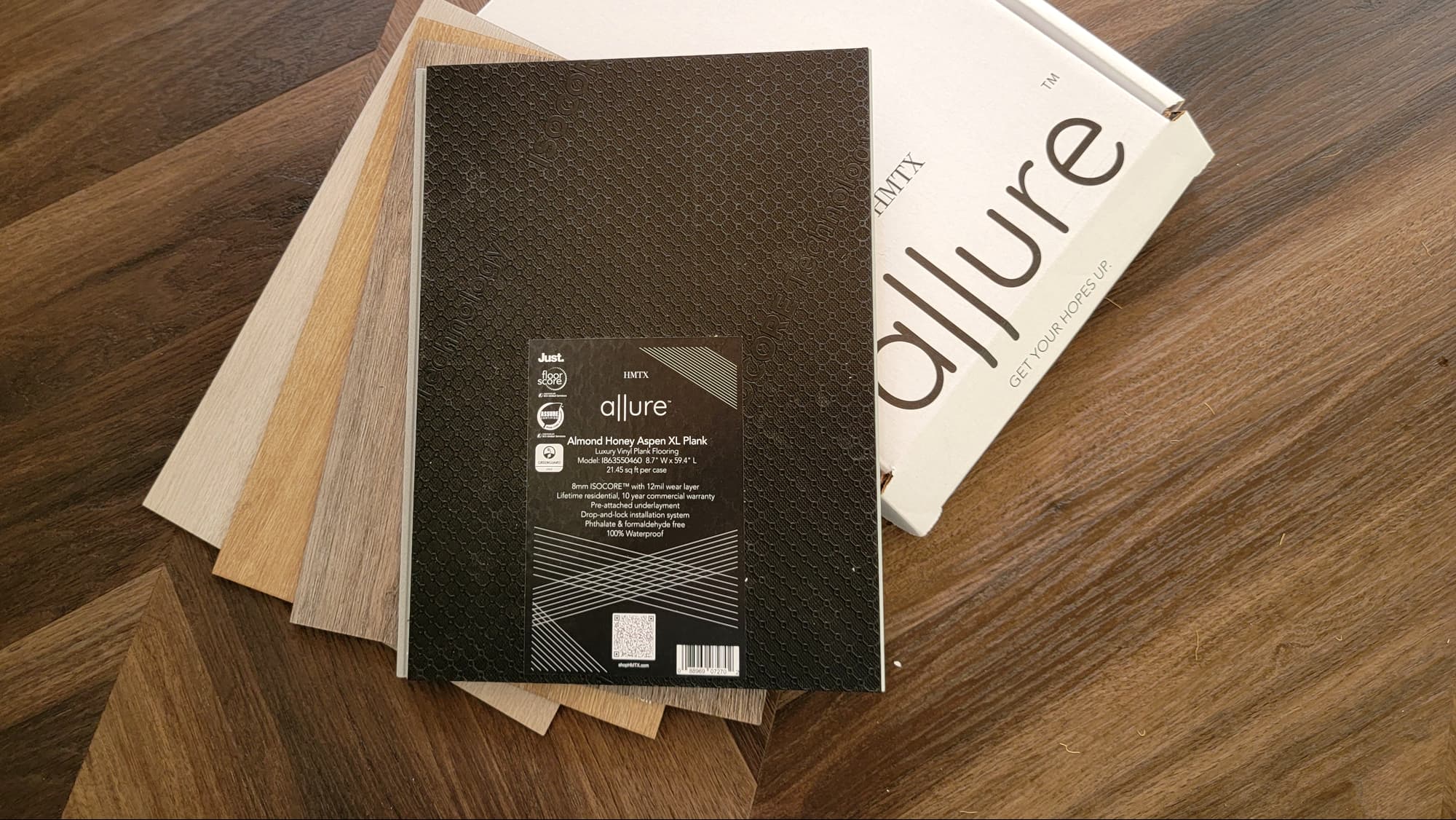 Luxury vinyl flooring sample kit with box for Allure