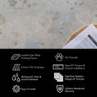 ALLURE Colada Concrete terrazzo tile flooring infographic with features and benefits