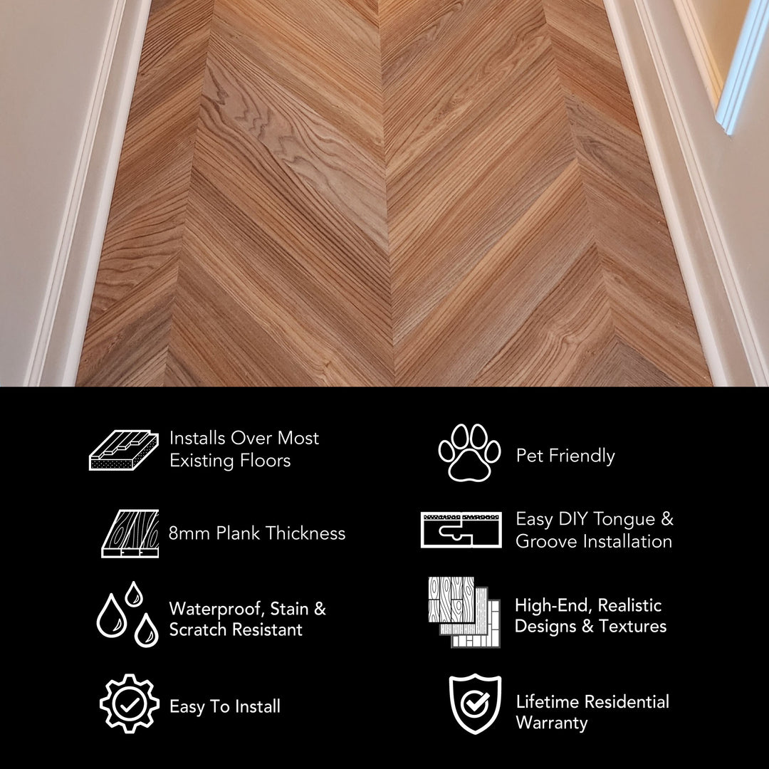 Allure Peach Crisp Pine Chevron 22mil Rigid Core Luxury Vinyl Flooring