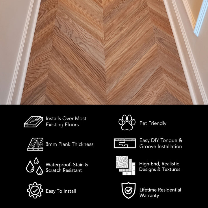 Allure Peach Crisp Pine Chevron 22mil Rigid Core Luxury Vinyl Flooring