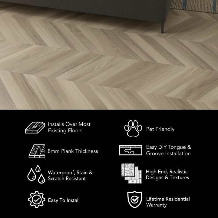 Allure Almond Honey Aspen Chevron 22 mil Rigid Core Luxury Vinyl Flooring