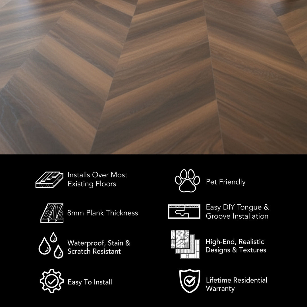 Allure Marble Cake Mahogany Chevron 22 mil Rigid Core Luxury Vinyl Flooring