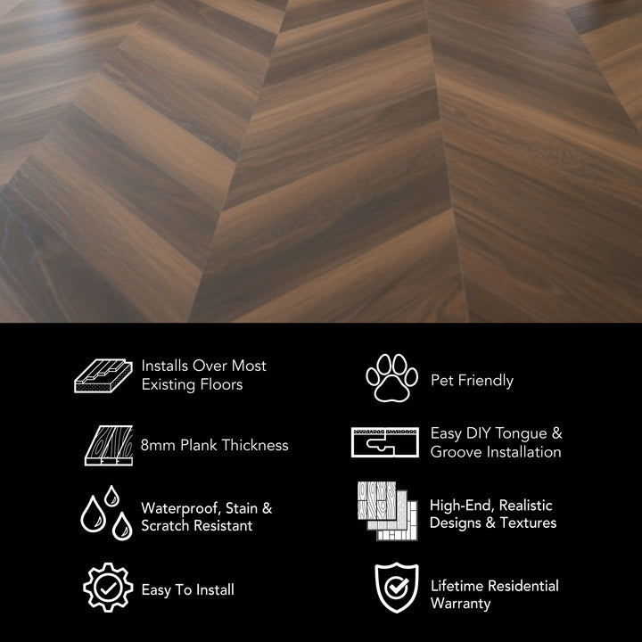 Allure Marble Cake Mahogany Chevron 22 mil Rigid Core Luxury Vinyl Flooring