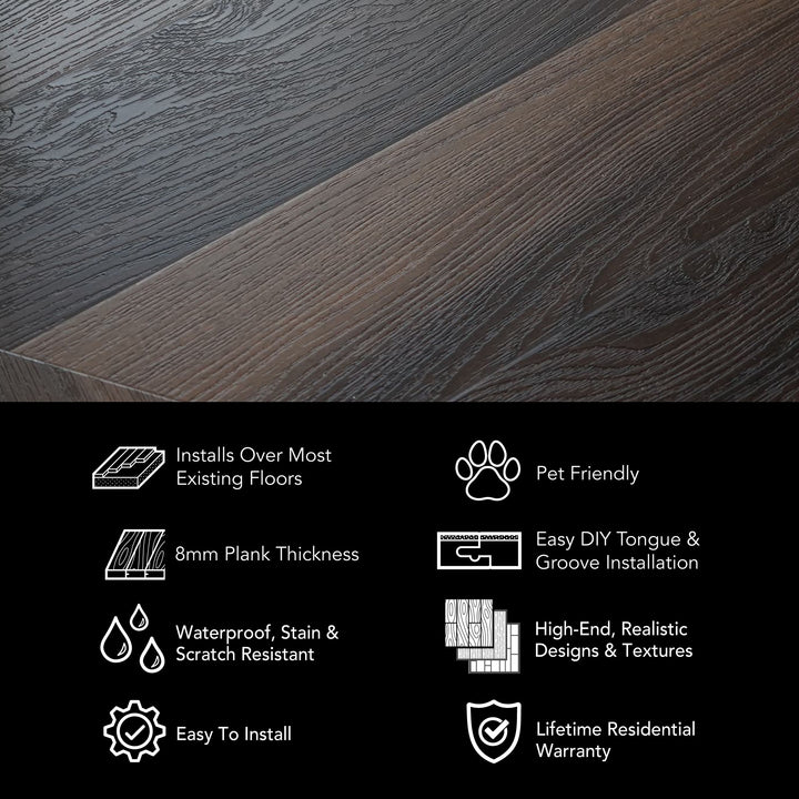 Allure Buckeye Black Walnut Chevron 22 Mil Rigid Core Luxury Vinyl Flooring