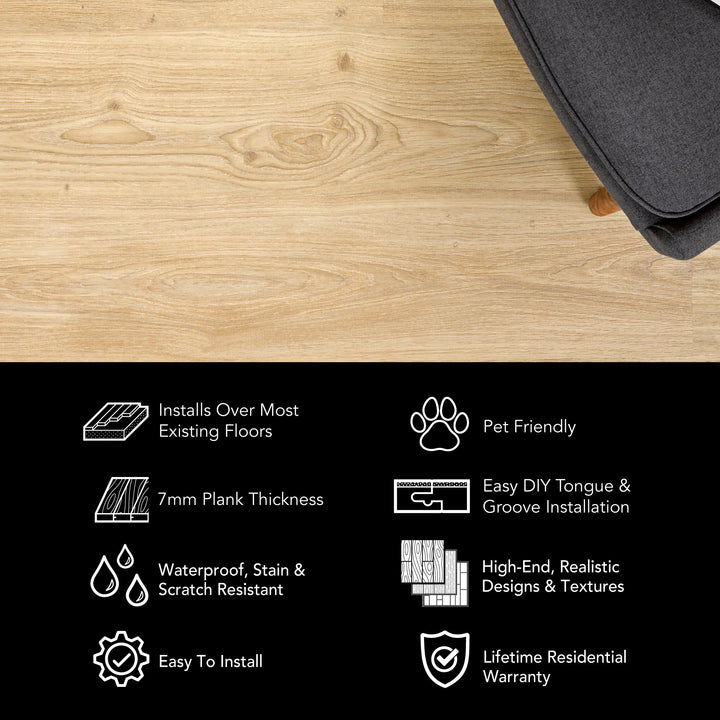 Allure Natural Oak Cinnamon 22mil Click Lock Luxury Vinyl Plank Flooring