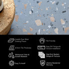 Allure Ultima Peach Pebble Terrazzo Flooring Infographic with features and specifications