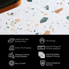 Allure Terrazzo Vinyl tile sweet peach infographic