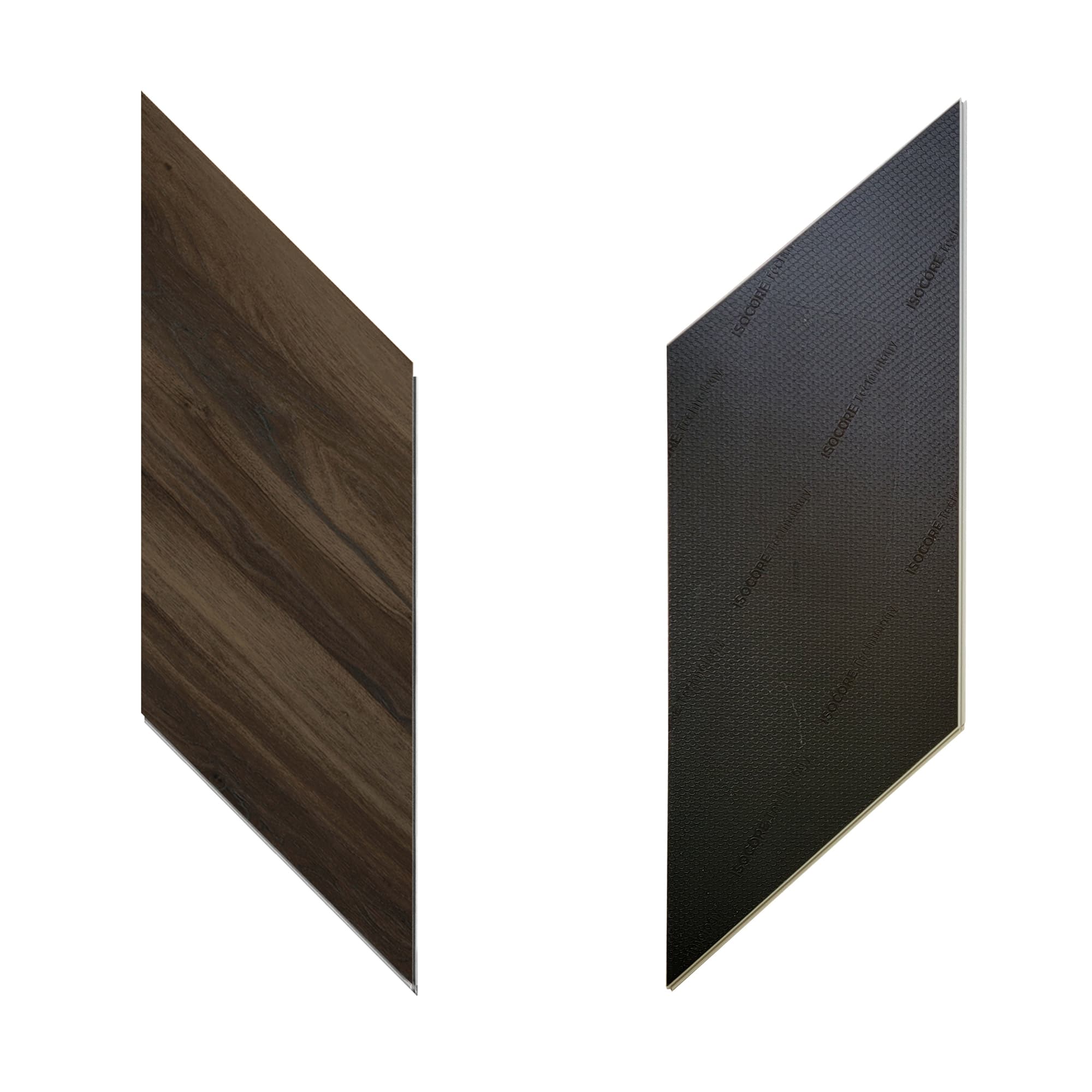 Front and back views of our dark brown chevron flooring