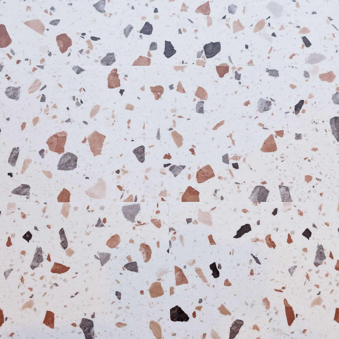 Allure Ultima Blush terrazzo vinyl tile flooring overhead view