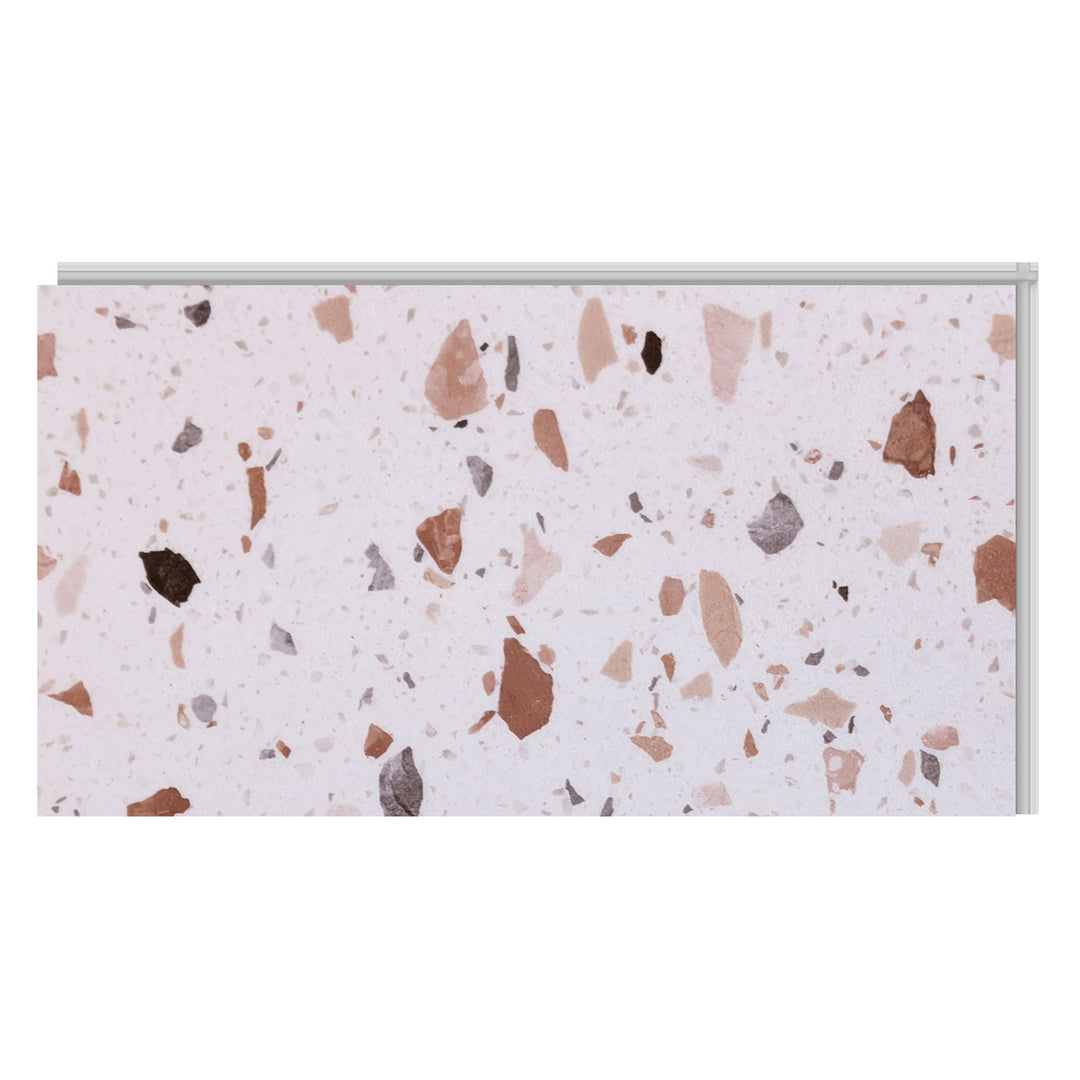 Allure Ultima Blush Terrazzo Vinyl Tile Flooring Sample on white background