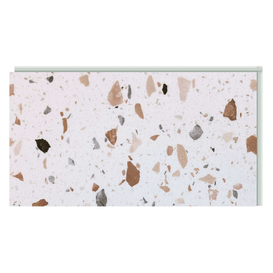 Allure Ultima Blush Terrazzo Vinyl Tile Flooring Sample on white background