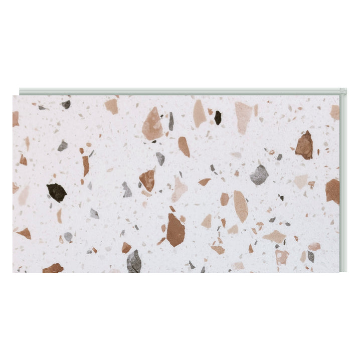 Allure Ultima Blush Terrazzo Vinyl Tile Flooring Sample on white background