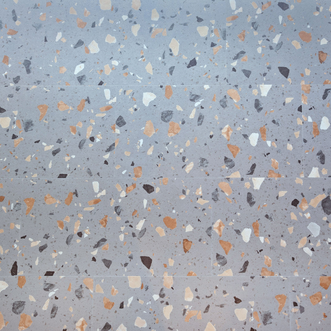 Allure  Ultima Peach Pebble terrazzo vinyl tile viewed from above