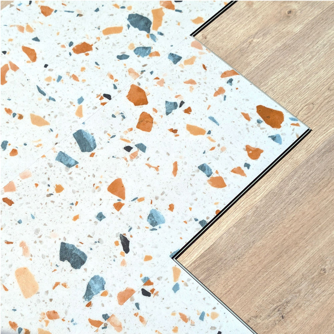 Allure Ultima Honeydew Terrazzo Tiles with locking edge