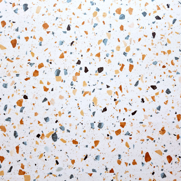 Allure Ultima Honeydew Terrazzo Vinyl Tiles viewed from above.