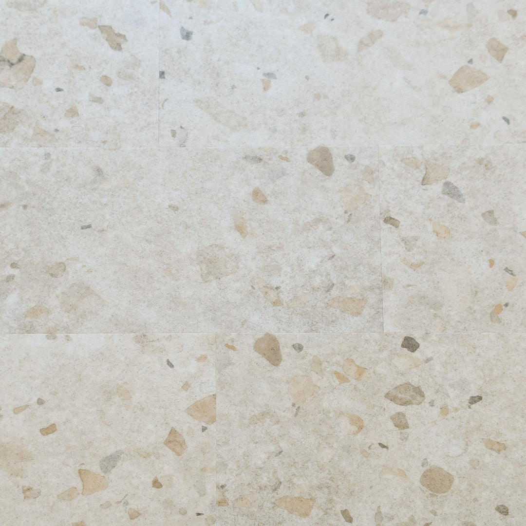 Allure Colada Concrete terrazzo vinyl flooring tiles viewed from above