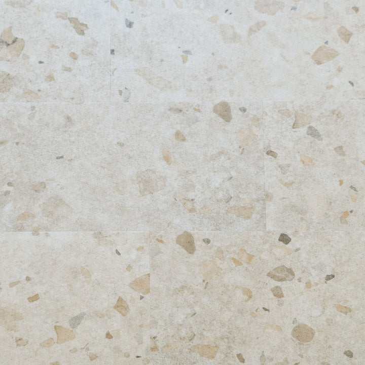 Allure Colada Concrete terrazzo vinyl flooring tiles viewed from above