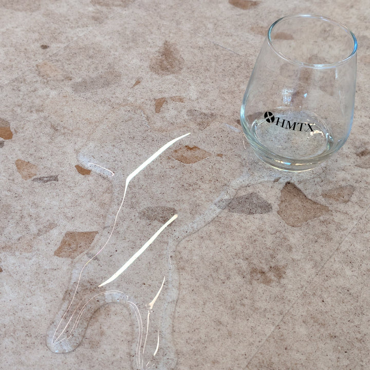Water glass spilled on Allure terrazzo LVT flooring