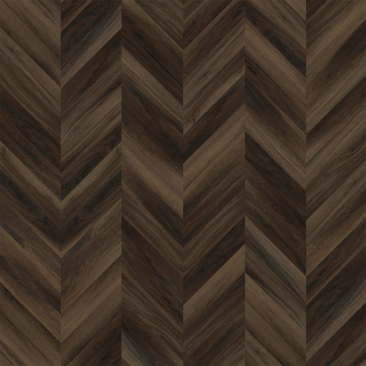 Allure Buckeye Black Walnut Chevron ISOCORE vinyl flooring installed and viewed from above