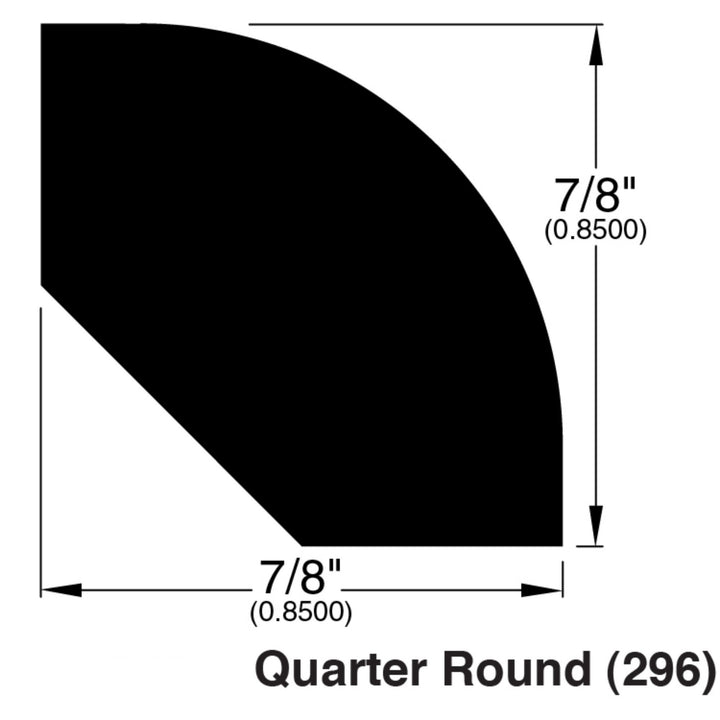Allure Buckeye Black Walnut Quarter Round profile and dimensions