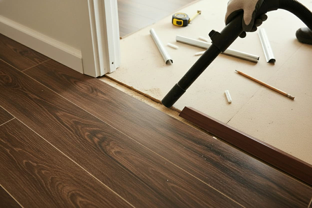 person preparing and clean area for a transition install