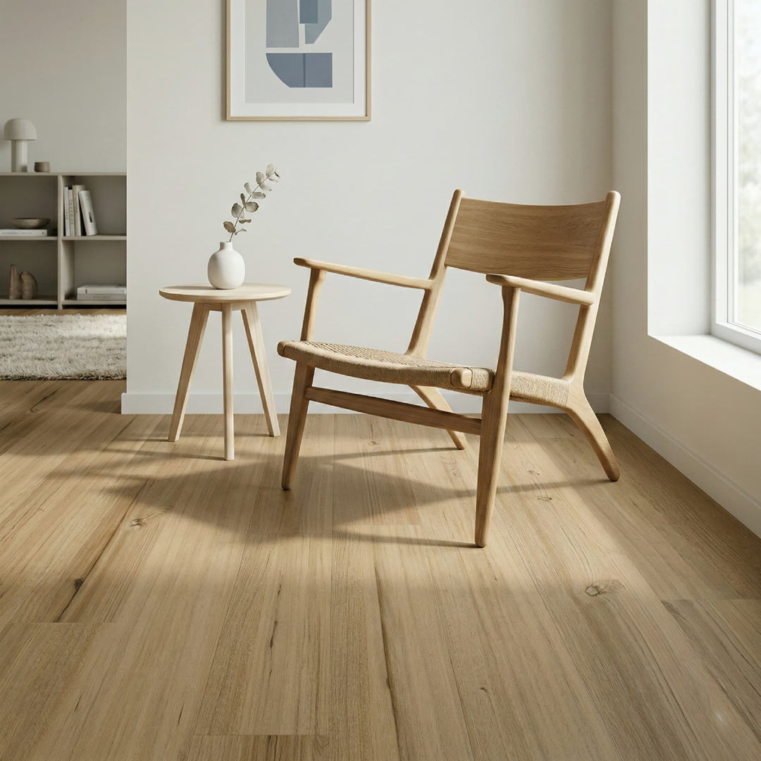 Wooden armchair in a bright room with natural light