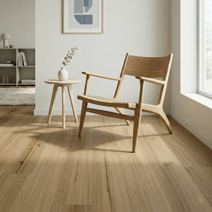 Wooden armchair in a bright room with natural light