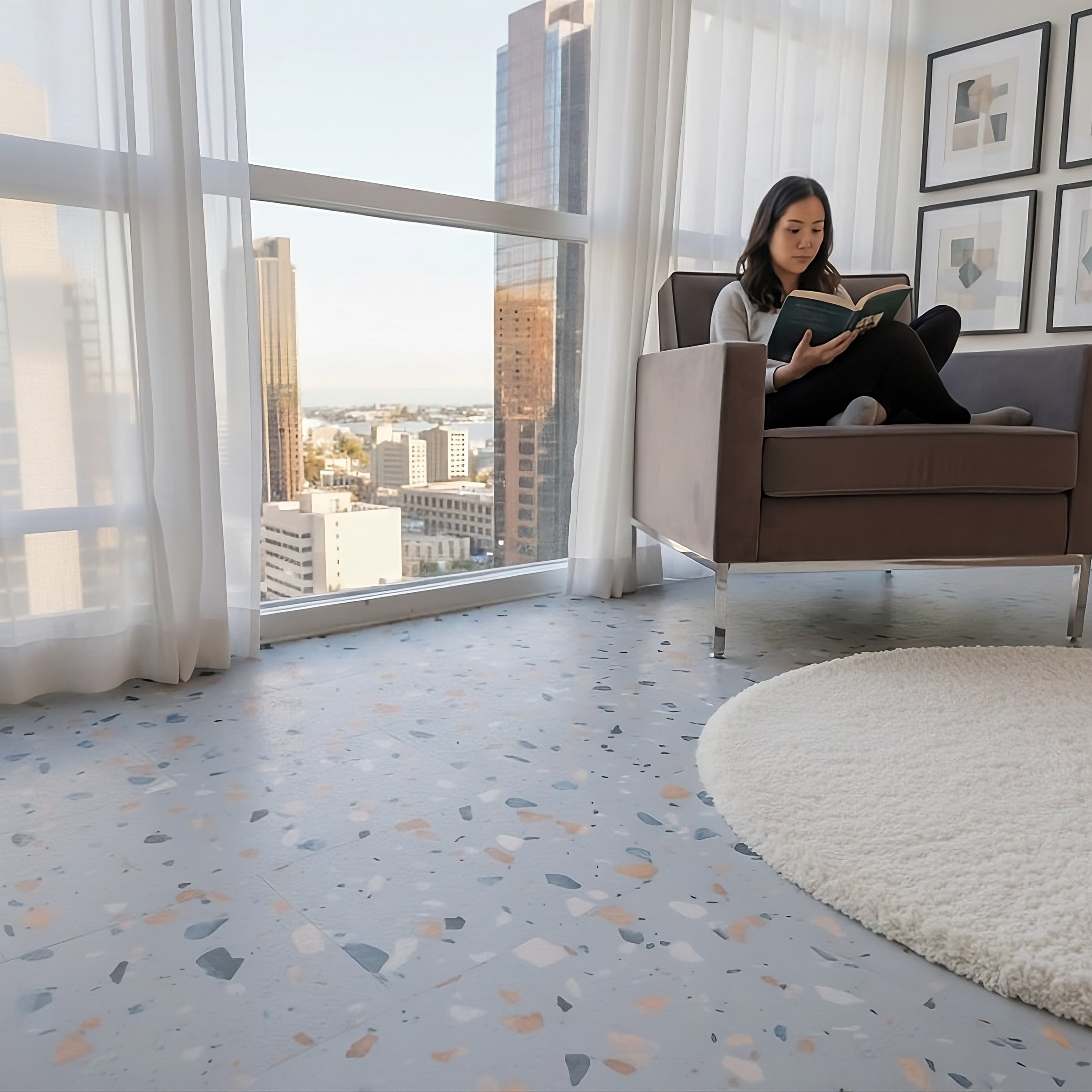 Terrazzo Vinyl Flooring Tiles | Ultima Blue Agave by Allure